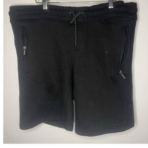 NWT Tahari Sweat Shorts Mens SMALL Black Pull On Elastic Waist Lounge Drawstring